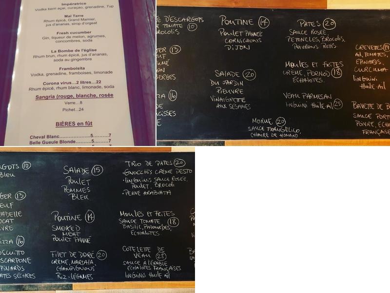 La carte du bistro